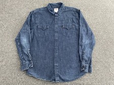 Levi  s Western Blue Denim Long Sleeve Button Up Shirt Mens L Outdoor Workwear
