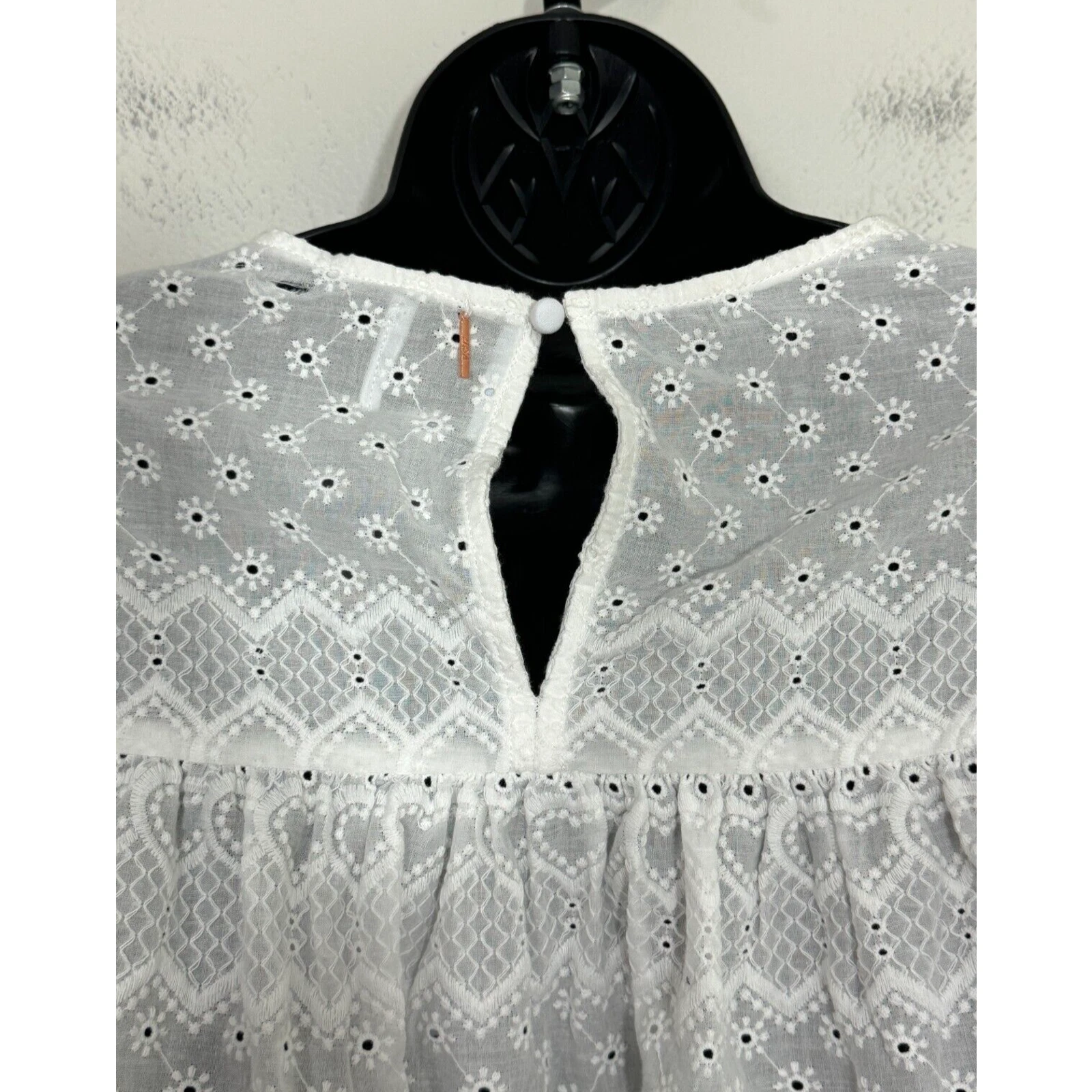 VETEMENTS MISA Los Angeles Top Cotone Occhiellato Manica Increspata Cottage Contadino S Nuovo con etichette (Difetto)