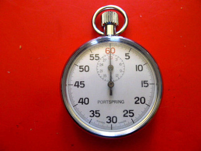 Portspring , White Dialed Stop-Timer Pocket Watch.. Chromed.. Fully Working