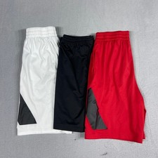 Adidas Boys L 14 16 Lot of 3 Athletic Shorts Bundle White Black Red Logo Active
