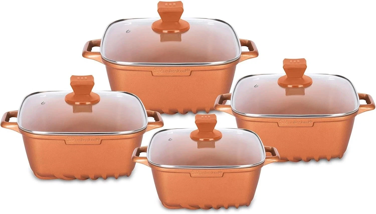 SQ Professional Nea Seramiq 4pc Die-Cast Non-stick Stockpot Set-Cuprum