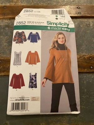 Neu Simplicity Misses Strick Tuniken oder Top Schnittmuster Größe 16 - 24 2852