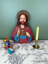 Vintage Sacred Heart of Jesus Chalkware Wall Plaque Religious Catholic