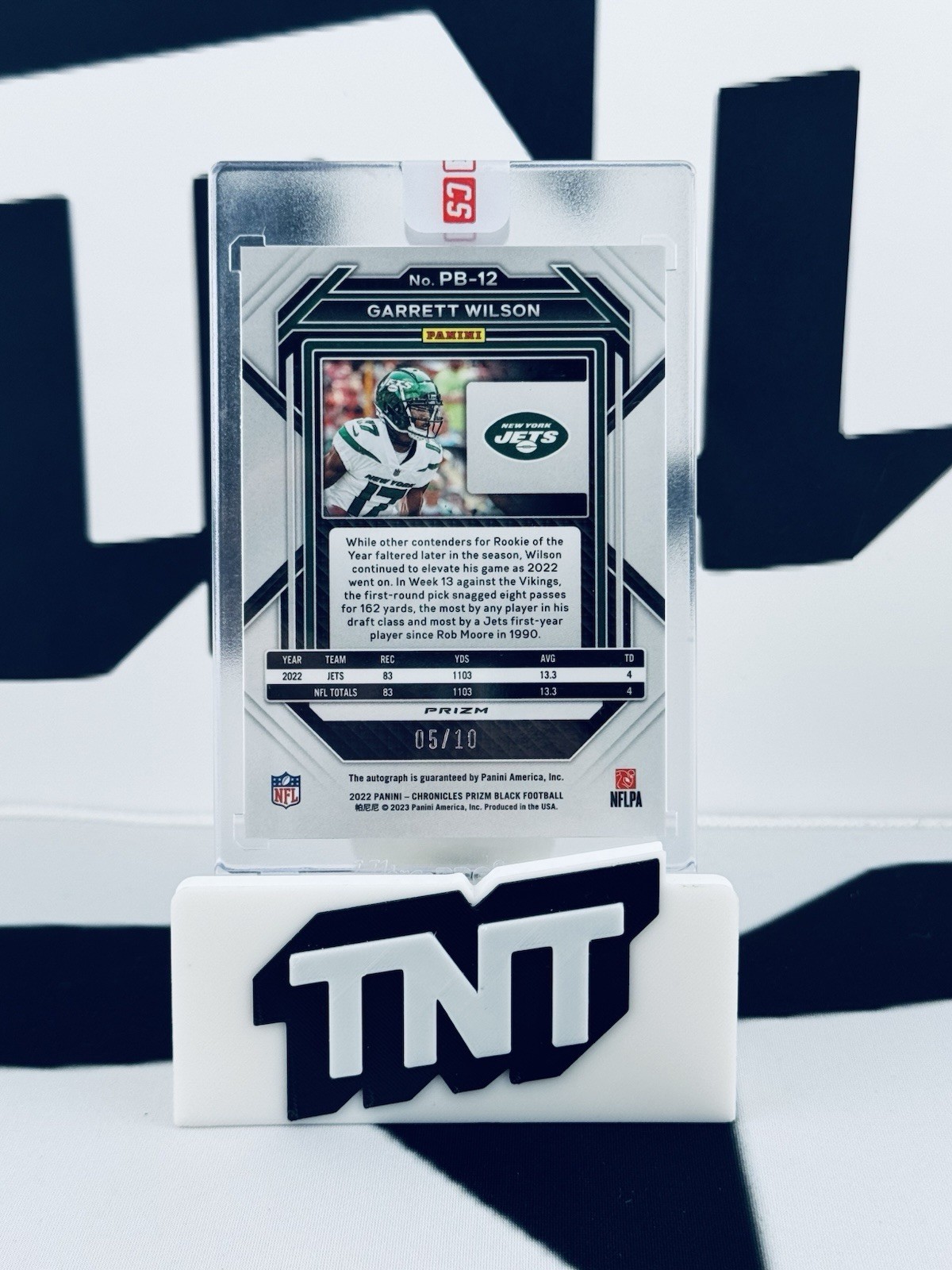 Garrett Wilson 2022 Panini Chronicles Prizm Black Rookie Auto Gold Prizm /10 view 3