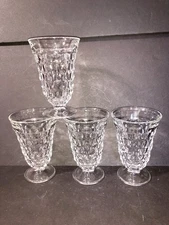 Fostoria American Iced Tea Glasses 5 3/4” Footed Cubist Tumbler Flared Set Of 4