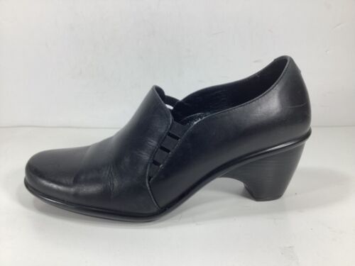 Dansko Shoes Women’s Size 38 Slip On Pumps Black Leather Chunky Heels Casual - Picture 4 of 12