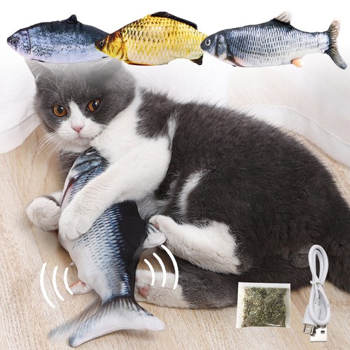 Poisson Jouet Interactif Pour Chat Qui Bouge Electrique Peluche Usb Avec Cataire Ebay