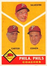 1960 Topps #466 Philadelphia Phillies Coaches Dick Carter Andy Cohen Silvestri