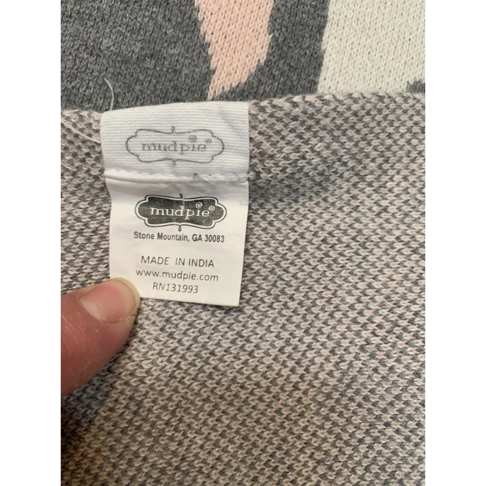 Manta Cuna Bebé Unicornio Gris Mud Pie Niño 34 x 39" Algodón Foto 4 de 4