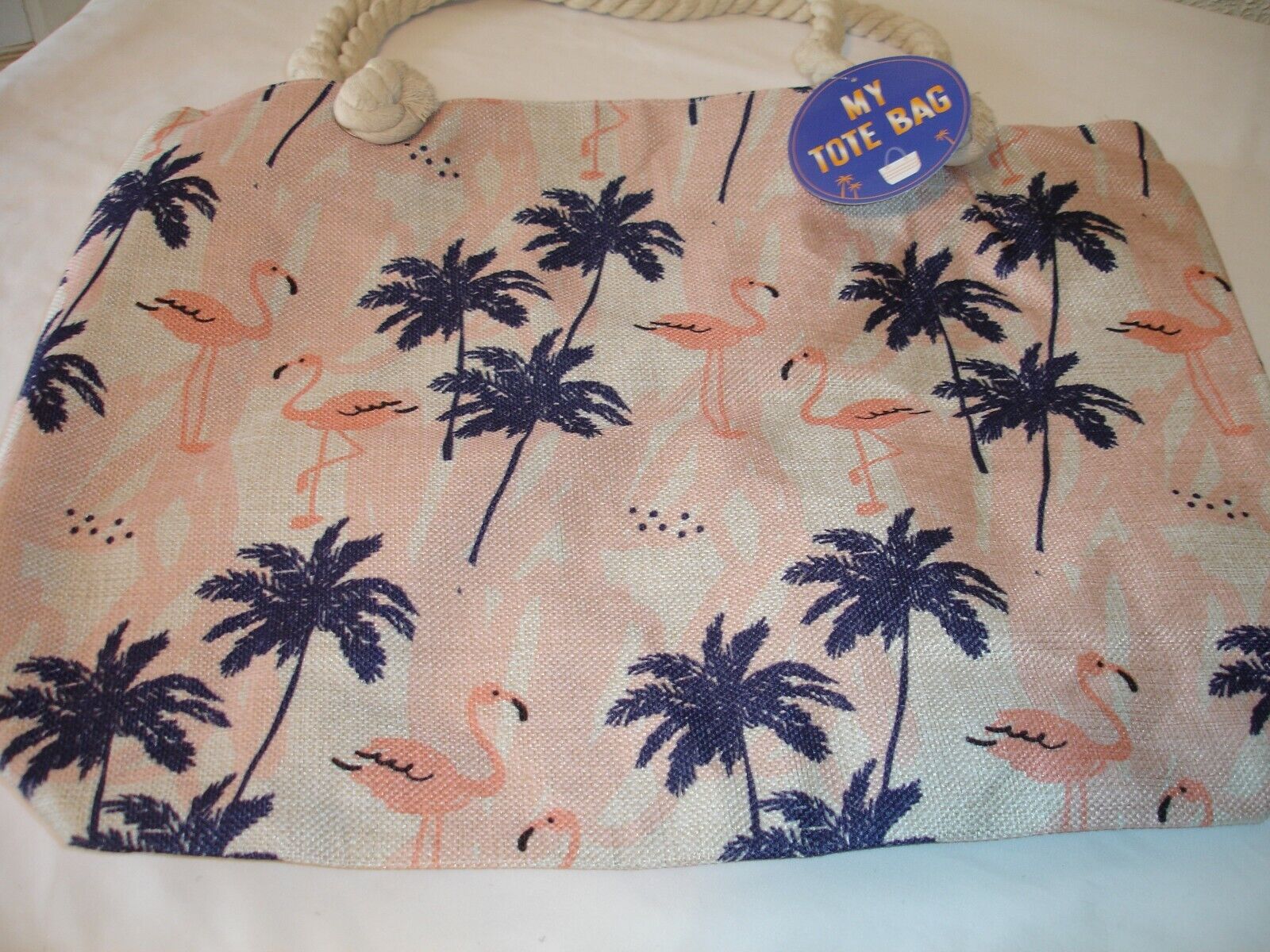 New! Palm Trees Flamingo Beach Bag Tote Travel Bag Carry On Bag Womens Bag Poly