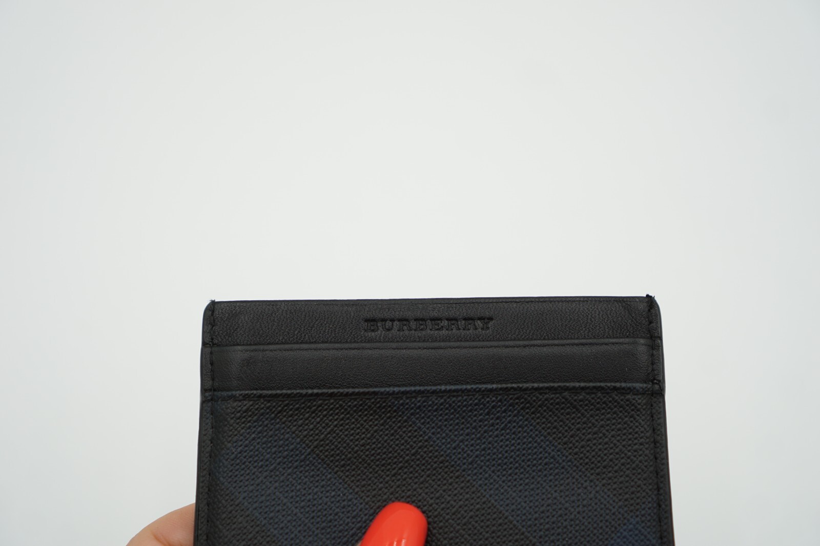 Burberry Check Card Case Navy in Leather image 8