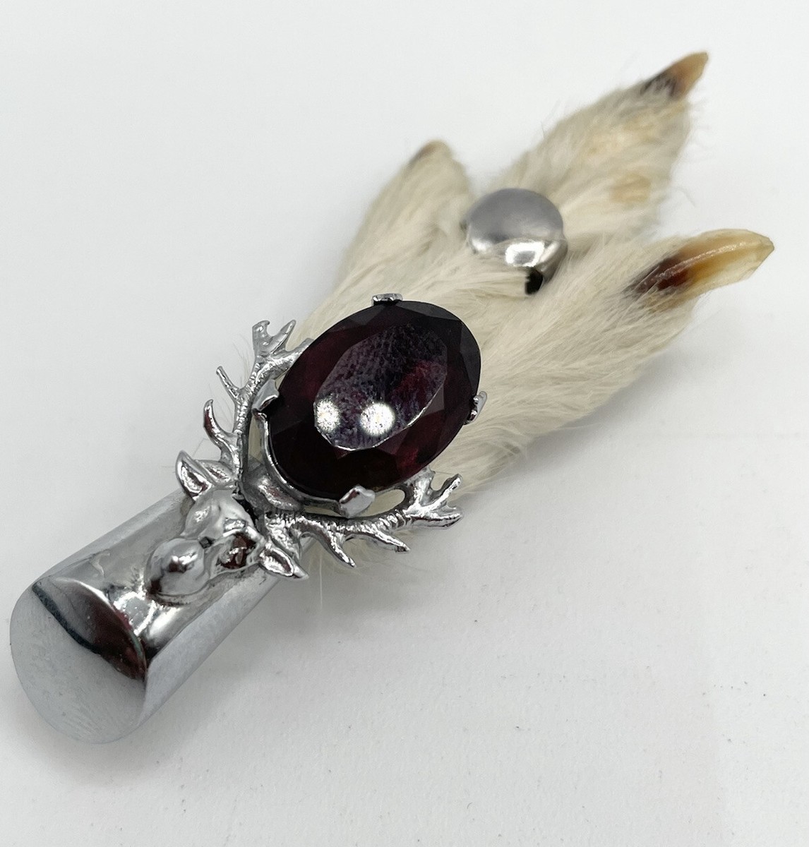 1960's ラビットフット Order Of The Elks Rhinestone Lucky Rabbit Foot Vintage Brooch Pin