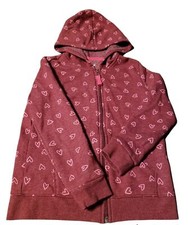 Cat  Jack Girls Size M 7-8 Full Zip Jacket Hooded Long Sleeve Casual Hearts