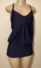 Athleta Navy Tankini Blouson Swimsuit Top 34 D/DD NWT