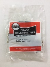 Brass Toilet Bolt Set, Harvey's PN 053216-25 5/16" X 3-1/2" Mounting Kit