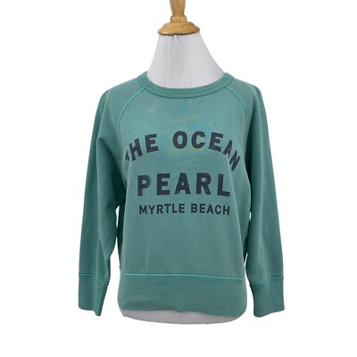 J Crew Sweatshirt Womens XXS 2XS Aloe Ocean Pearl Myrtle Beach Cropped Pullover