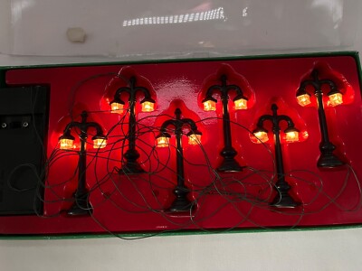 Lefton AC/DC Operated Miniature Lighted Lamp Posts 1 Set of 6 1989 Vintage