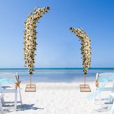Set of 2 Gold Metal Wedding Arch Rack Flowers Frame Stand Party Backdrop Decor
