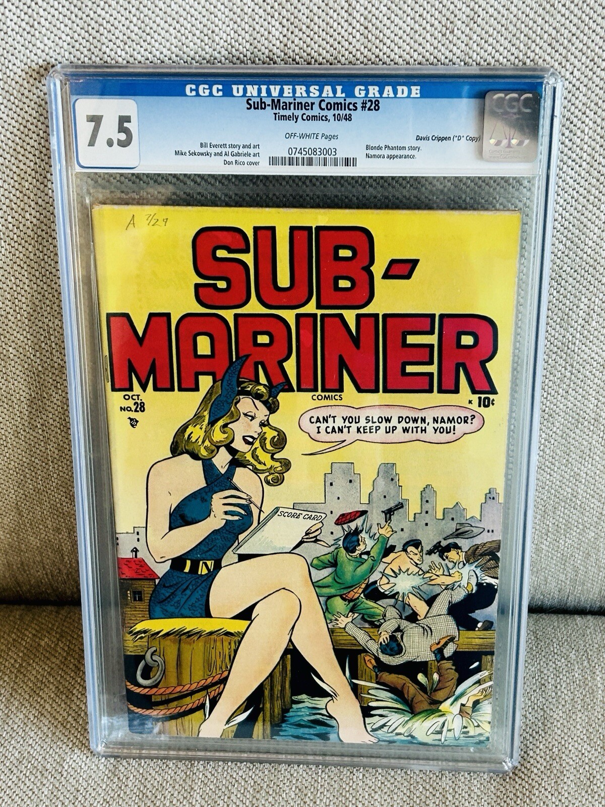 Sub-Mariner Comics 28 CGC 7.5 OW Davis CRIPPEN RARE Namora 1948 Timely Comics