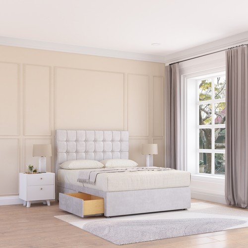 Luxury Divan Bed Base with 26'' Headboard | Storage Bed | Plush Fabric Alabama - Picture 11 of 22
