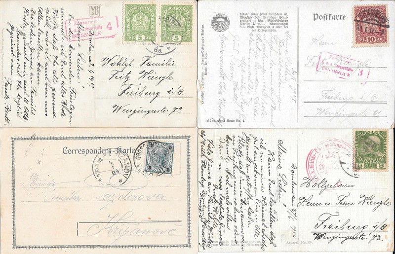 AUSTRIA- W W 1 stamped picture postcards (1 is 10 years before war)