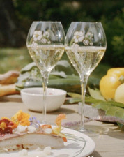 2 x LARGER SIZE 24.5 Cms Perrier Jouet Champagne COUPES Glasses La Belle Époque