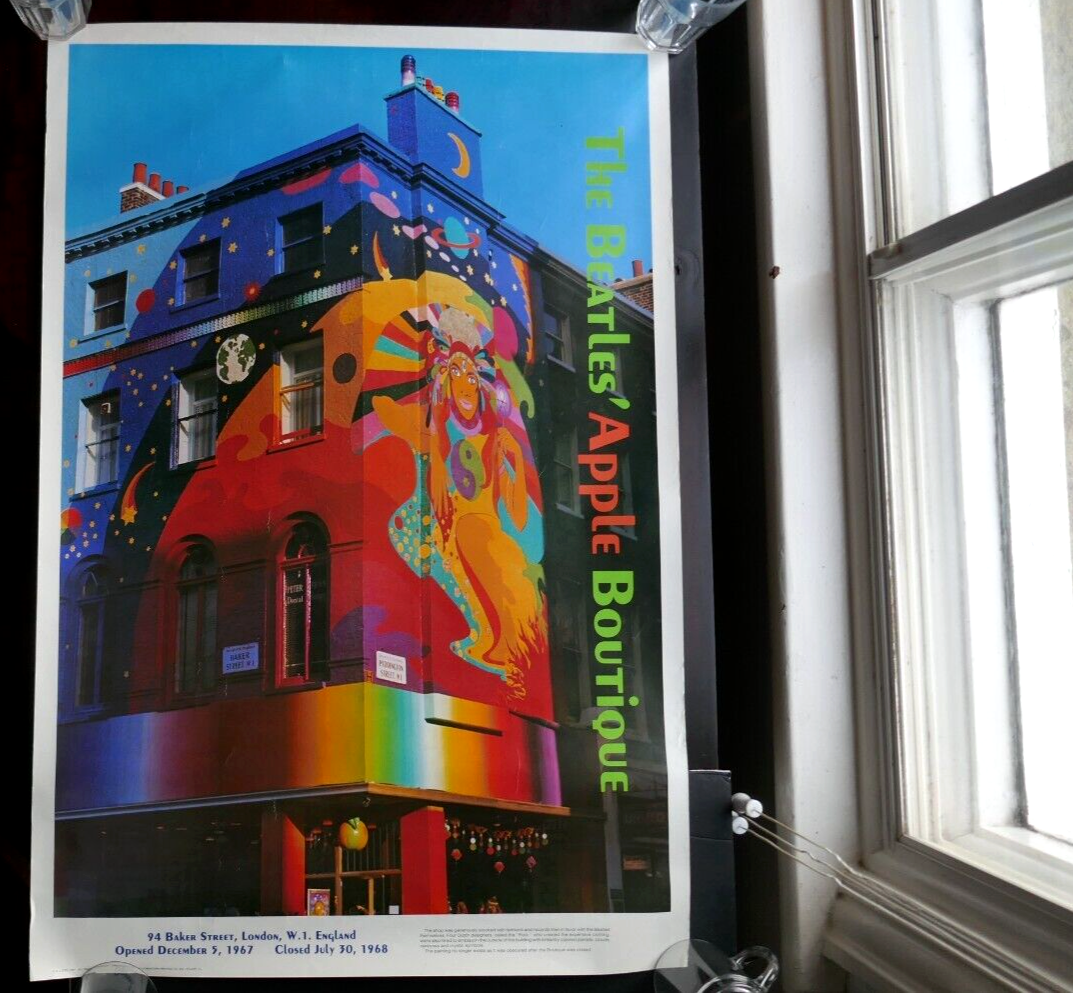 THE BEATLES ' APPLE BOUTIQUE POSTER - CLOTHES LABEL & PHOTOGRAPH