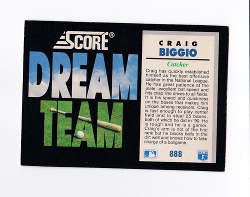 1992 Score #888 Craig Biggio DT Dream Team Houston Astros - Picture 2 of 2