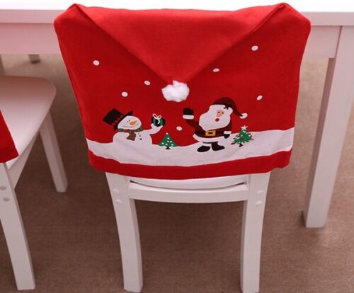 Christmas Decor Chair Cover Xmas Santa Claus Snowman Party Dining Chair Cover - Picture 3 of 7