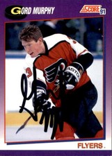Gord Murphy Signed Auto 1991-92 Score #43 Purple card Philadelphia Flyers