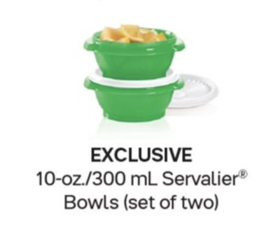 Tupperware Servalier Bowls Set of Two Spearmint Green 10 oz White Seals New