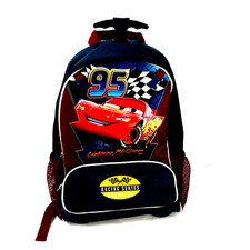 Lightning McQueen Cars Disney Store Backpack Rolling Luggage Suitcase Maroon GUC