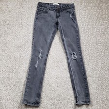 LEVIS Jeans 25x26 Black Boyfriend Distressed Stretch Faded Skater Tag Girls 14