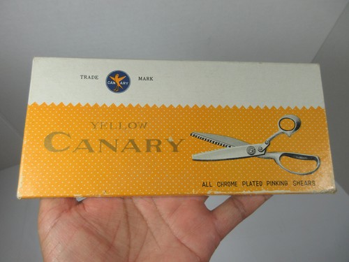 vintage Yellow Canary chrome plated pinking shears sewing scissors size 7” 180mm - Picture 9 of 12