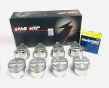 SEALED POWER Cast Flat Top Pistons Set/8+CAST Rings Kit for Chevy 5.0/305 V8 STD