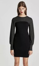ZARA TRAFALUC BLACK GREY CONTRASTING FABRIC DRESS SIZE L BNWT