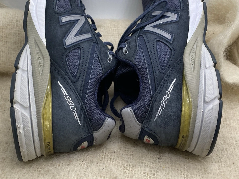Новый баланс 990v4 M990NV4 темно-синий замши сделано в США размер 9,5 D мужские туфли - Изображение 3 из 4