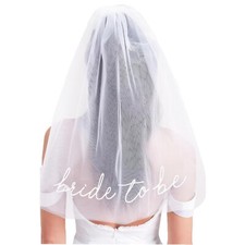 Bride To Be Embroidered Veil, Bride Veil for Bachelorette Party White Veils H...