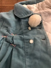 Kute Kiddies 1950s Snowsuit Baby Blue Velvet Quilted Set 3 Piece + Gift Box