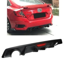 For 2016-2021 Honda Civic 4dr Rear Lower Bumper Diffuser Wled 3rd Brake Light