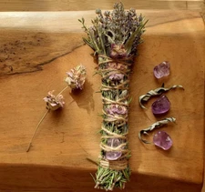 SPIRIT Smoke Cleansing Wand, Rosemary, Mugwort, Lavender, Black Sage, Bee Balm