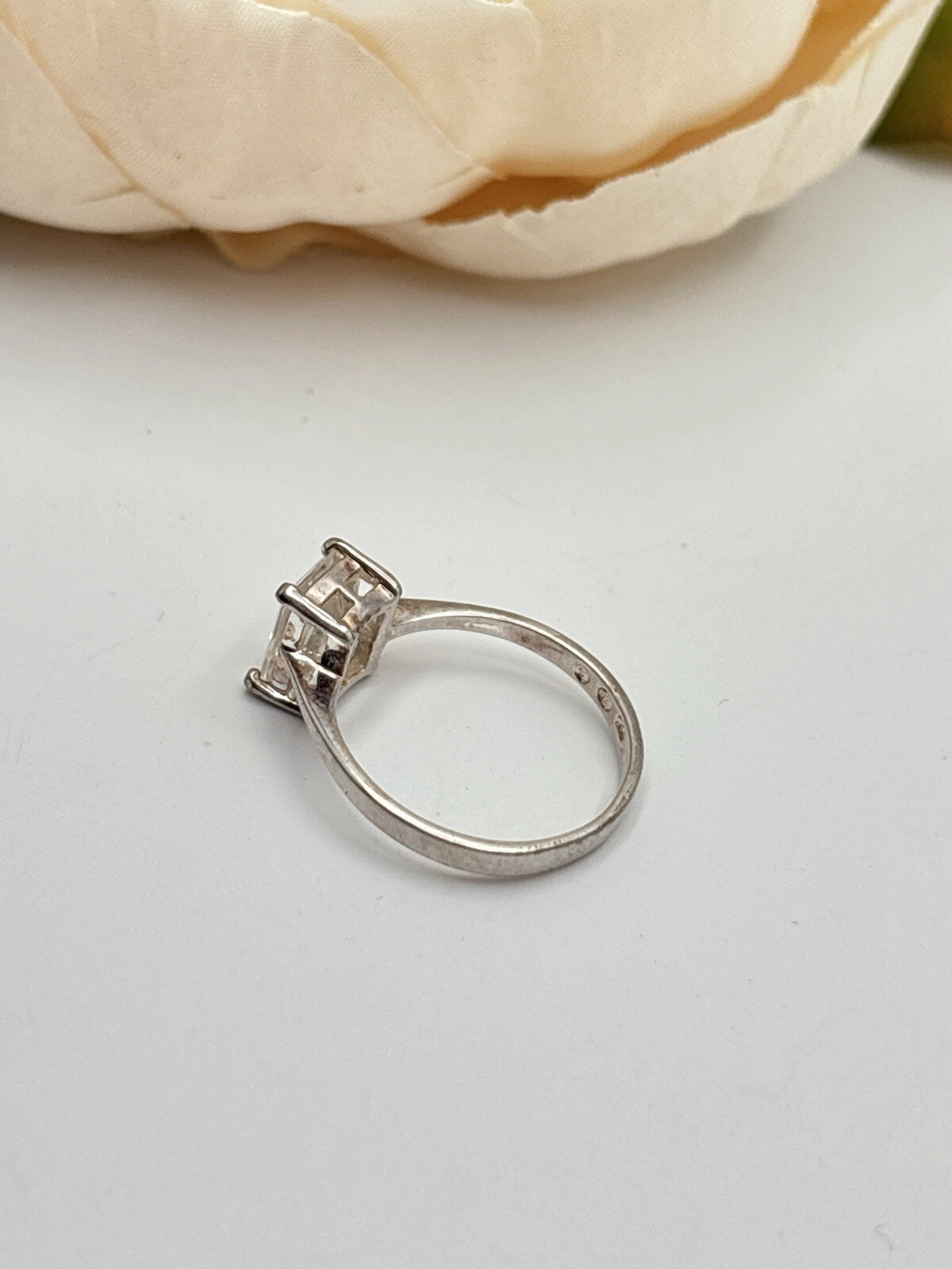 Sterling Silver 925 Emerald Cut Rectangle CZ Soli… - image 5