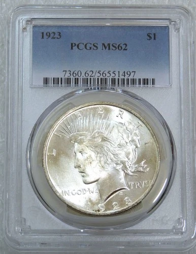 1923 Peace Silver Dollar PCGS MS62 Frosty Just Graded New Holder PQ #Q280Z