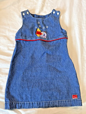 Disney Store Winnie the Pooh Y2K Embroidered Pooh Eeyore Denim Dress 4T