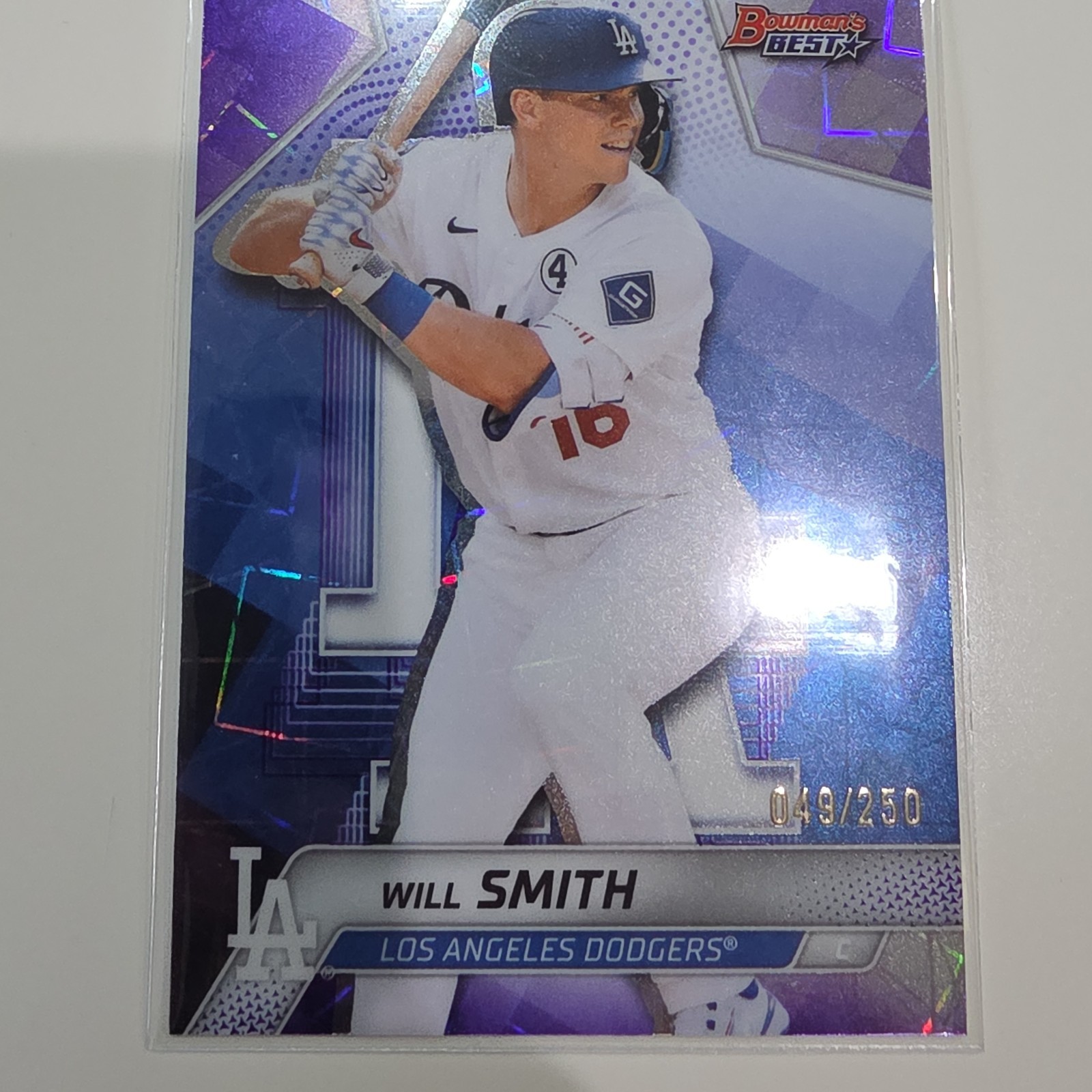 2025 Bowman's Best Will Smith #23 Purple Lazer #/250 Los Angeles Dodgers 