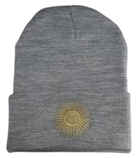ARGENTINA Gorro Lana  Bennie SOL DE MAYO Bordado Gris