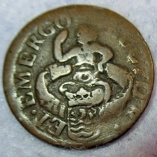 Virgin of Holland! Rare Early date 1689 Colonial New York Penny Zeeland Copper