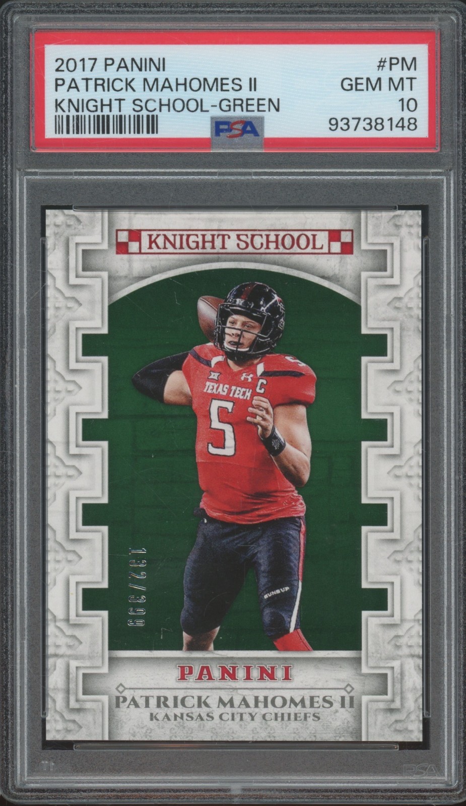 Patrick Mahomes Panini Knight School #PM Green