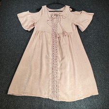 Paper Crane Womens Blush Pink Cold Shoulder Crochet Lace Boho Mini Dress Small