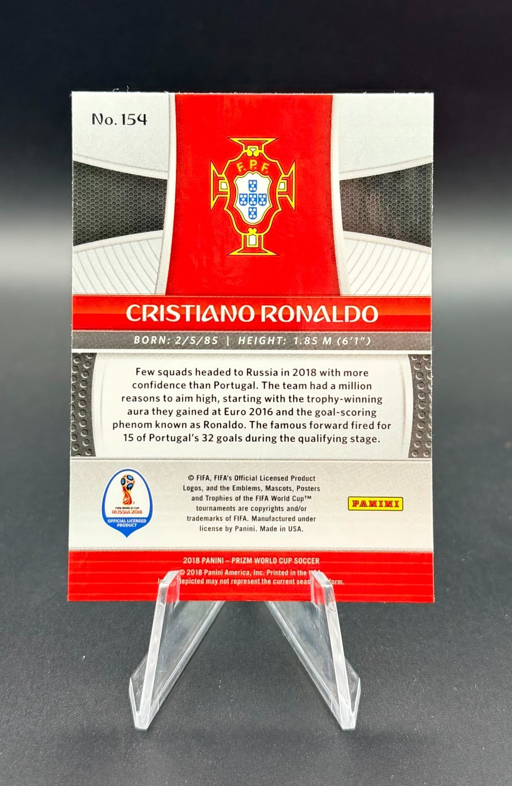 2018 Panini Prizm World Cup - Cristiano Ronaldo Portugal #154 view 2